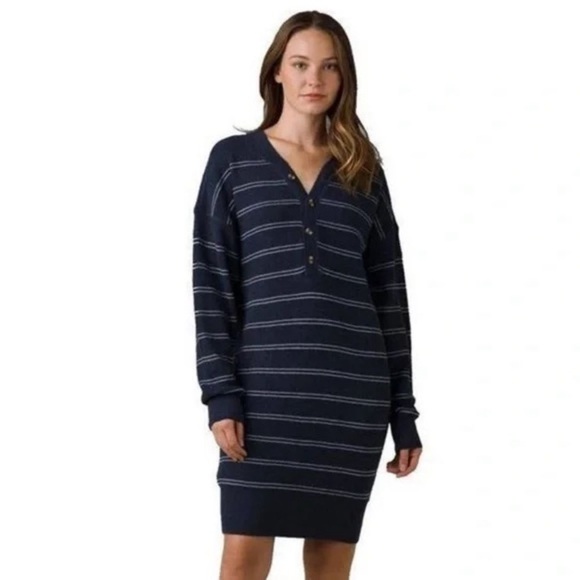 (B18) prAna Milani Henley Dress, Nautical Stripes, Size Small, NWT - Picture 3 of 9